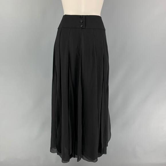 CHANEL Size 6 Black Silk Pleated Wide Leg Skirt - Picture 3 of 6